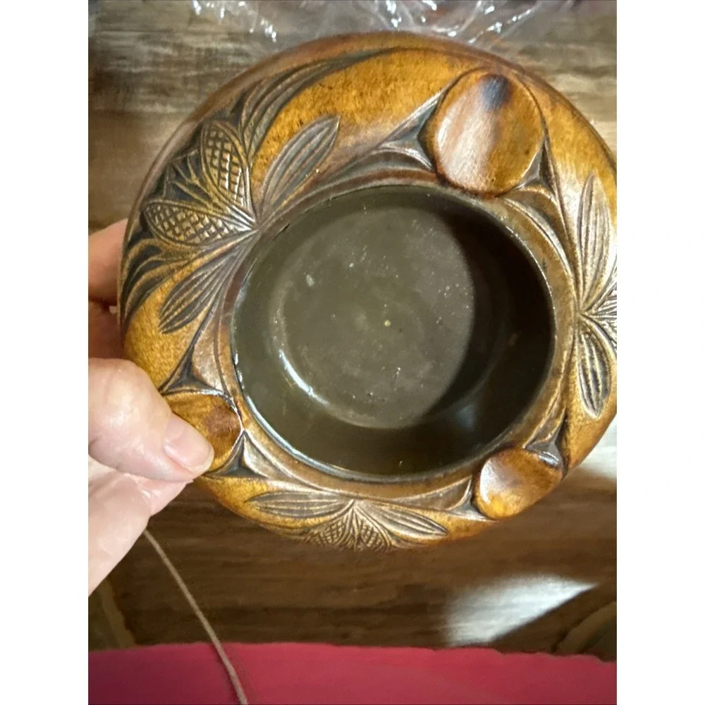 Vintage Wood & Steel Cigarette Ashtray Three Slot 5.5
